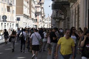 ROME, ITALY - JUNE 16 2019 - via del corso crowded of tourist photo