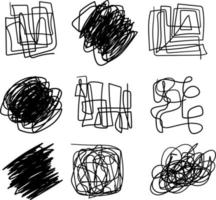 Set of hand drawing tangled abstract line doodle vector