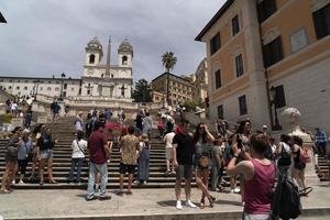 ROME, ITALY - JUNE 15 2019 - Tourist taking selfie at Trinita dei monti, Spain Place photo