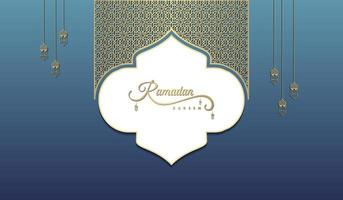 islamic greeting ramadan kareem card square background blue gold color design  for islamic party vector