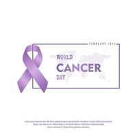 4 de febrero, día mundial contra el cáncer. cinta lavanda con diseño de color de belleza vector