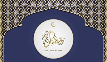 islamic greeting ramadan kareem card square background blue gold color design  for islamic party vector