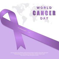 4 de febrero, día mundial contra el cáncer. cinta lavanda con diseño de color de belleza vector