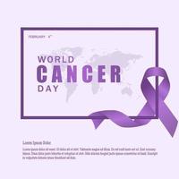 4 de febrero, día mundial contra el cáncer. cinta lavanda con diseño de color de belleza vector