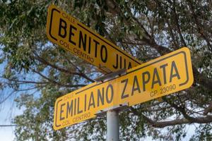 Mexican road street sign juarez zapata photo