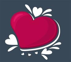 Vector decorative illustration of heart. Viva magenta on dark blue background.