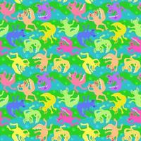 Vector bright seamless pattern with colorful axolotls.