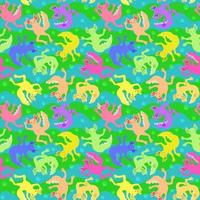 Vector bright seamless pattern with colorful axolotls.