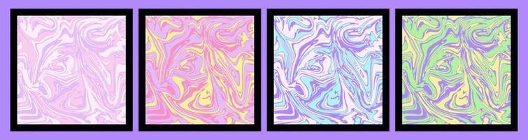 Abstract marble pattern set. Trendy psychedelic background. Retro style. Epoxy resins texture. Mix of acrylic paints. Fluid art. vector