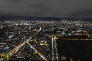 Paris night view aerial panorama photo