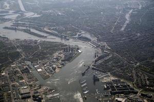Amsterdam harbor aerial view panorama photo