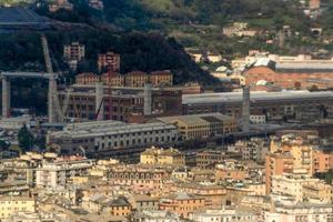 genoa new morandi bridge under construction aerial view photo