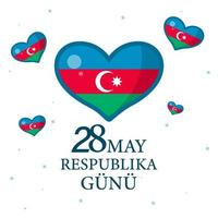 Azerbaijan holiday. 28 May Respublika gunu. Translation 28th May Republic day of Azerbaijan. Card, banner, poster, background design. Vector illustration.