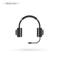 Headset simple flat icon. Headset for support and service, Isolated vector illustration.