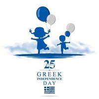 25 march Independence day of Greece. The Greek flag. Vector illustration for greeting card, poster and banner.