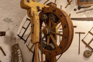 Ancient vertical medieval wooden lathe photo