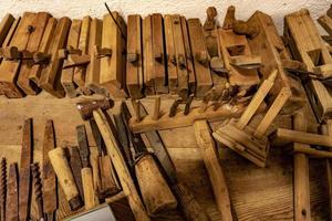 ancient carpenter table tools photo