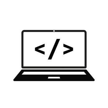Programming code. Coding icon. Writing code. Isolated vector illustration.