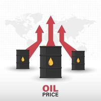 Oil infographic showing rising oil prices around the world. Vector illustration.