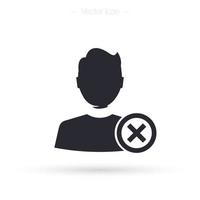 Rejected user icon. Blocked user person. Delete contact sign design. Isolated vector illustration