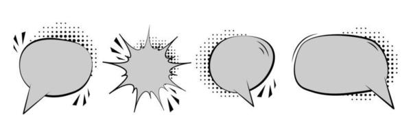 un conjunto de burbujas de discurso cómico. sombras de semitono. ilustración vectorial aislada vector