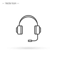 Headset line icon. Headset for support and service, Isolated vector illustration.