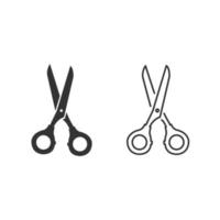 Scissors flat and line icon. Vector drawn on white background.