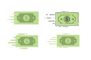 Fast money transfer, withdrawal and deposit via the online web. Set icons. Isolated vector illustration.