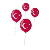 Balloon with Turkish flag. Isolated vector on white background.