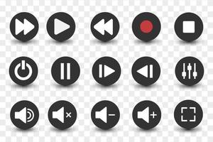 Media player button icons set. Multimedia symbols isolated vector illustration