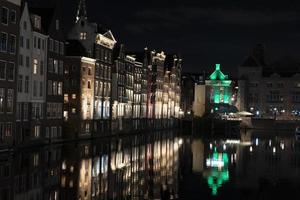 amsterdam canal at night view photo