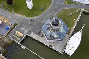 ships at the docks in St. Michaels Maryland chespeake bay aerial view panorama photo