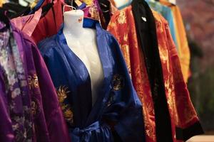 many japanese kimono dress at the market photo