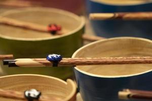 Bamboo bowl with decoration at the market photo