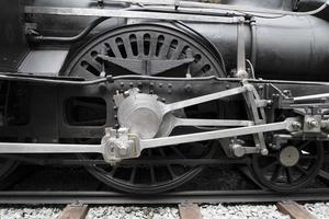 old steam train wheels detail photo