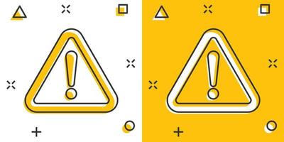 Vector cartoon danger icon in comic style. Attention caution sign illustration pictogram. Danger business splash effect concept.