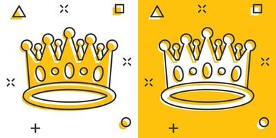 icono de diadema de corona de dibujos animados vectoriales en estilo cómico. pictograma de ilustración de corona de realeza. rey, concepto de efecto de salpicadura de negocios de realeza princesa. vector