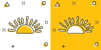Vector cartoon hand drawn sun icon in comic style. Sun sketch doodle illustration pictogram. Handdrawn sunshine business splash effect concept.
