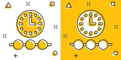 icono de línea de tiempo en estilo cómico. ilustración de vector de dibujos animados de progreso sobre fondo blanco aislado. concepto de negocio de efecto de salpicadura de diagrama.