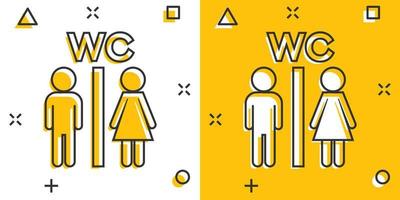 Vector cartoon man and woman icon in comic style. People sign illustration pictogram. WC toilet business splash effect concept.