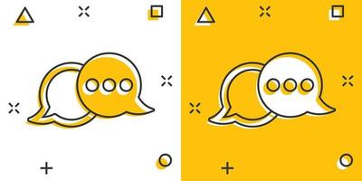 Speak chat sign icon in comic style. Speech bubbles vector cartoon illustration on white isolated background. Team discussion button business concept splash effect.