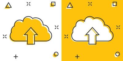 icono de nube de dibujos animados de vector en estilo cómico. pictograma de ilustración de signo de nube. concepto de efecto de salpicadura de negocio de enjambre.