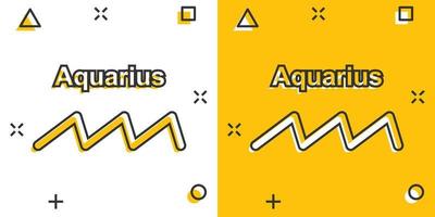 Vector cartoon aquarius zodiac icon in comic style. Astrology sign illustration pictogram. Aquarius horoscope business splash effect concept.