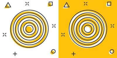 icono de objetivo de dibujos animados vectoriales en estilo cómico. pictograma de ilustración de signo de juego de dardos. concepto de efecto de salpicadura de negocio de éxito. vector