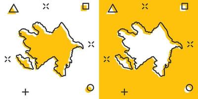 icono de mapa de azerbaiyán de dibujos animados vectoriales en estilo cómico. pictograma de ilustración de signo de azerbaiyán. concepto de efecto de salpicadura de negocio de mapa de cartografía. vector