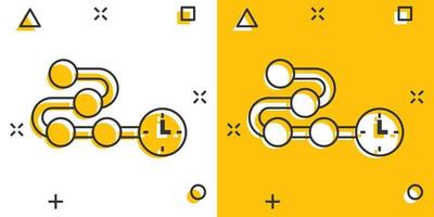 Timeline icon in comic style. Progress cartoon vector illustration on white isolated background. Diagram splash effect business concept.