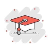 Graduation hat icon in flat style. Student cap vector illustration on white isolated background. University business concept.