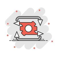 Workflow icon in comic style. Gear effective cartoon vector illustration on white isolated background. Process organization splash effect business concept.