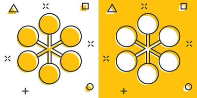 icono de diagrama de estructura de dibujos animados vectoriales en estilo cómico. pictograma de ilustración de signo de organización de gráfico. concepto de efecto de salpicadura de negocio de estructura. vector