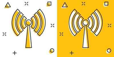 Wifi internet icon in comic style. Wi-fi wireless technology vector cartoon illustration pictogram. Network wifi business concept splash effect.